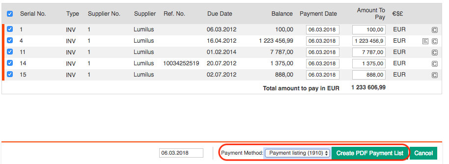 Payment Listing – Briox Help Centre